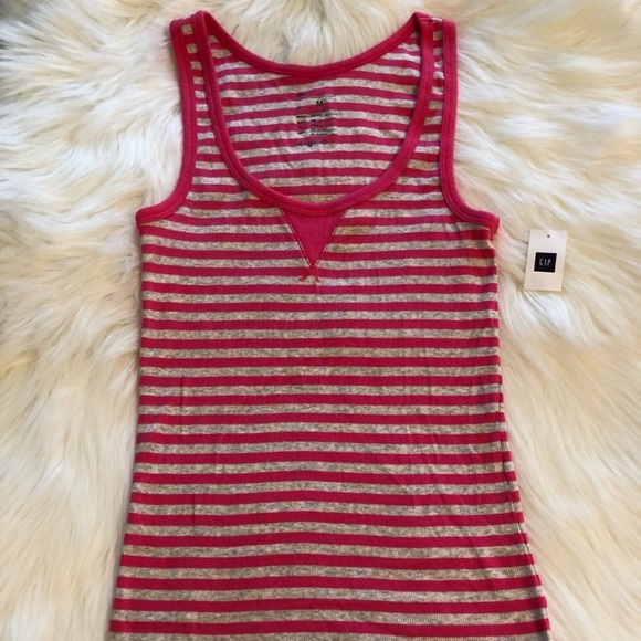 NWT UNWORN pink and grey stripe tank top - Picture 1 of 4